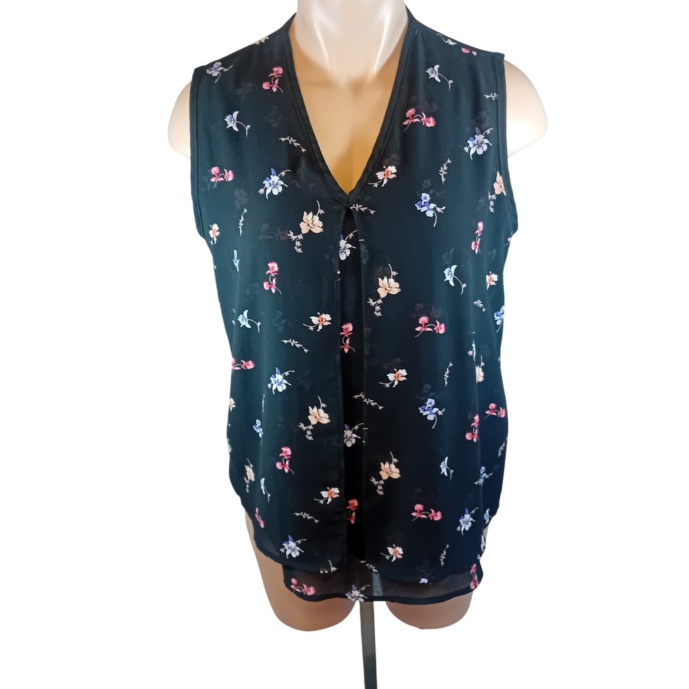 Your Name Inc Frankie & Missy Ditsy Floral Split Front Sleeveless‎ Blouse Boho M